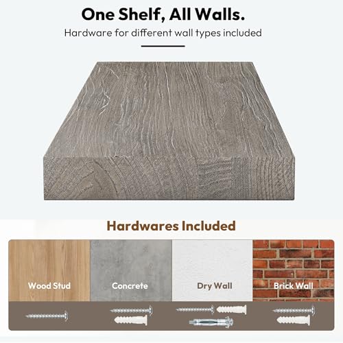 Elm Wood Floating Shelf 55x8” Set of 1