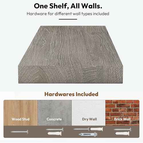 Elm Wood Floating Shelf 48x8” Set of 1