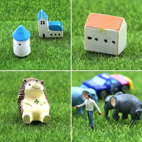 24 Pieces Fake Grass for Crafts Fairy Garden 6 x 6 Inches Artificial Garden Grass for Miniature Ornament Dollhouse DIY Decoration (24 Count)