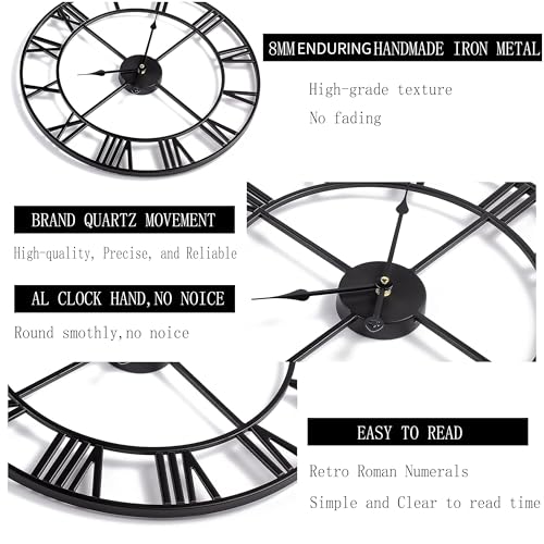 Large Wall Clock Silent Non