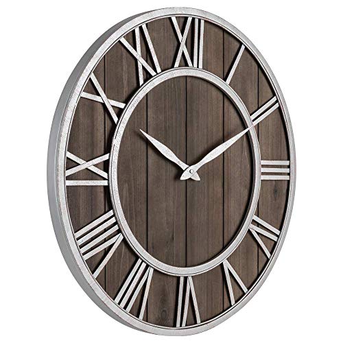 Oldtown Farmhouse Metal & Solid Wood Noiseless Wall Clock