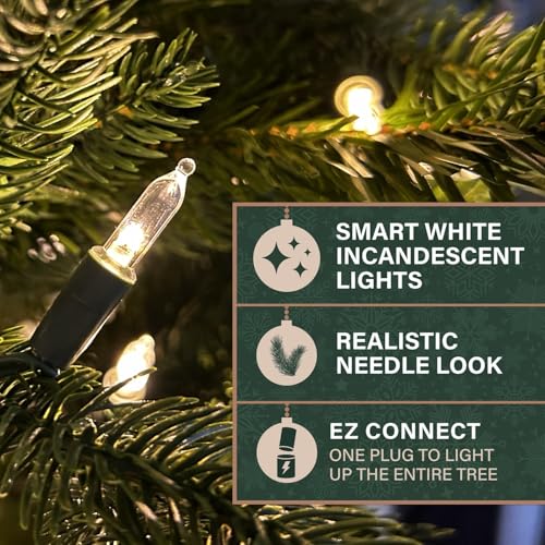 6.5 Ft. Carmel Pine Slim Artificial Christmas Tree with White Incandescent Smart Lights and Stand