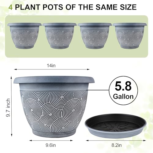 14 Inch Large Planter Pot for Plants Indoor Outdoor