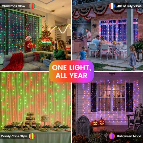 Smart RGB IC Curtain Lights Plug in App Control