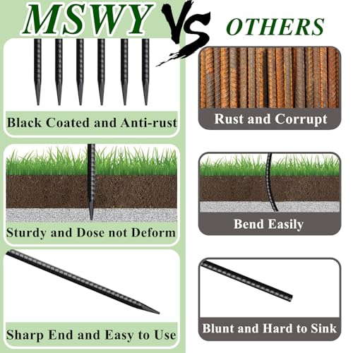 16 Inch Rebar Stakes 30 Pack Heavy Duty Ground Anchors with Chisel Point End Long Straight Steel Tent Stakes 3 (30 Count)