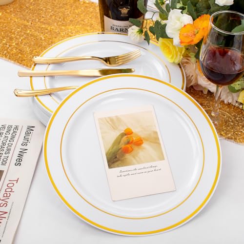 60PCS Gold Plastic Plates (60 Count)