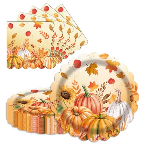 40 Pcs Fall Pumpkin Dessert Plates and Napkins Sets (40 Count)