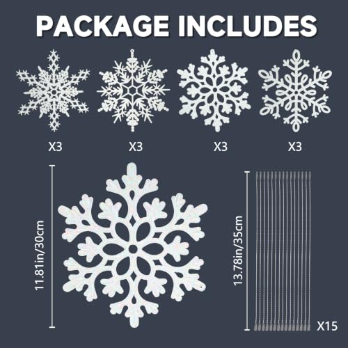12pcs Large Christmas Snowflakes Decorations (12 Count)