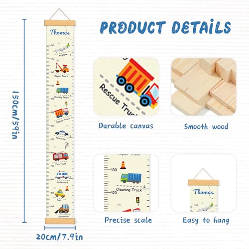Personalized Name Children's Height Measurement Chart for Wall