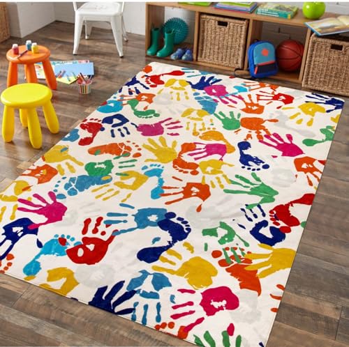 Large Colorful Kids Rug 6x9 Ft