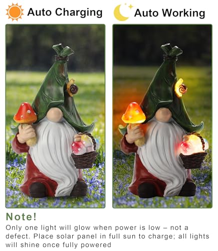 Gnome Solar Garden Statue with 3 LED Lights