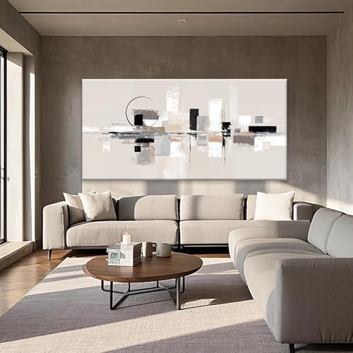 Large Abstract Wall Art For Living Room Painting Black White Wall Art Prints Minimalist Grey Brown Abstract Art Modern Canvas Art Wall Decor Picture For Bedroom Office Home Decoration 35" × 70"