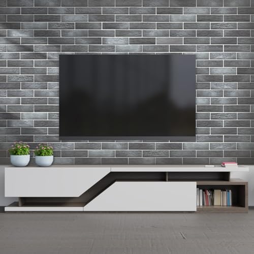 100 Whitewash Grey Faux Brick Wall Tiles (100 Count)