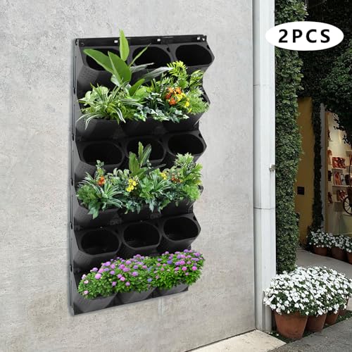 12Pieces 3 Pot Wall Planter Vertical Garden Plant Walls Wall Mounted Vertical Planter with Water