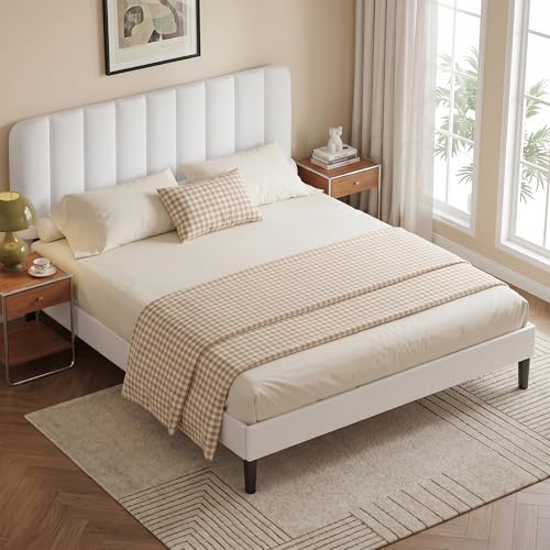 Full Size Bed Frame with Upholstered Headboard