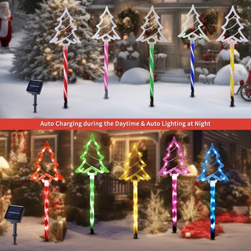 Solar Christmas Tree Pathway Lights Outdoor Decorations