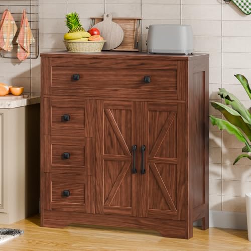 Farmhouse Storage Cabinet with 2 Doors and 4 Drawers