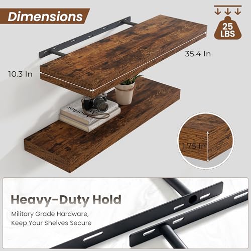 Floating Shelves 35.7" W x 10.3" D Brown Set of 1