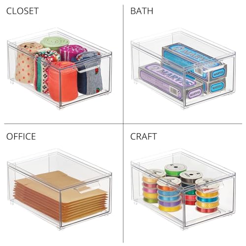 Stackable Storage Containers Box with Pull (2 Count)