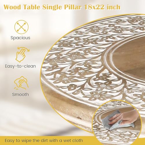 Lightnpro Rustic Round Pillar Mango Wood End Table