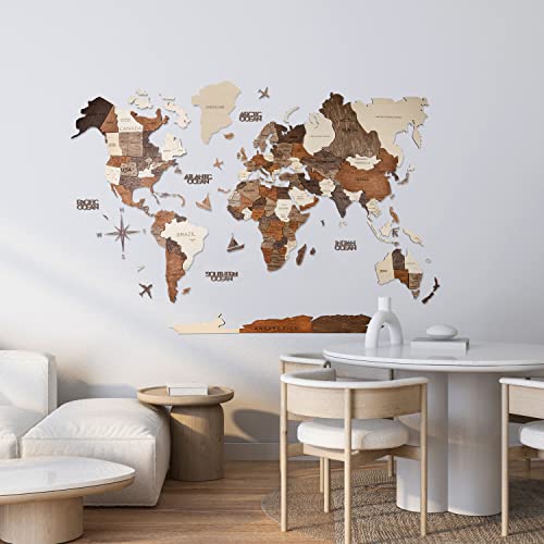 Handmade 3D Wood World Map Wall Art Large Wall Decor Track Your World Travels