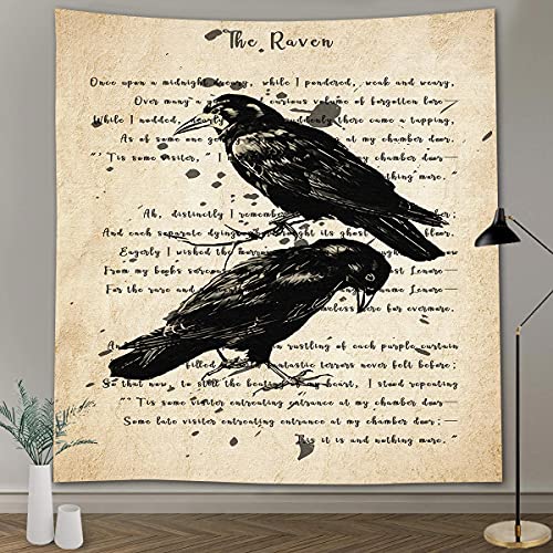 The Raven Tapestry Gothic Rustic Home Wall Tapestry