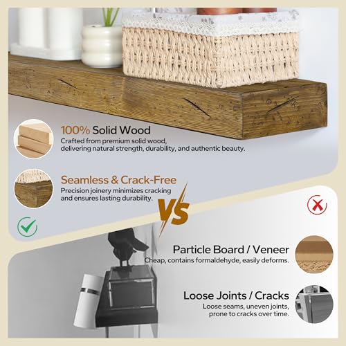 Floating Shelves 3 inch Thick for Wall Set of 2 (2 Count)