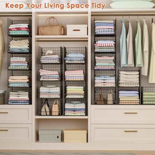 5 Tier Stackable Closet Storage Baskets