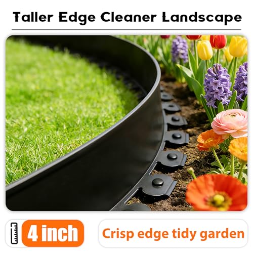 4 inch Tall Landscape Edging Kit 120FT Garden Edging with 210 Spikes for Lawn Edging and Flower Beds