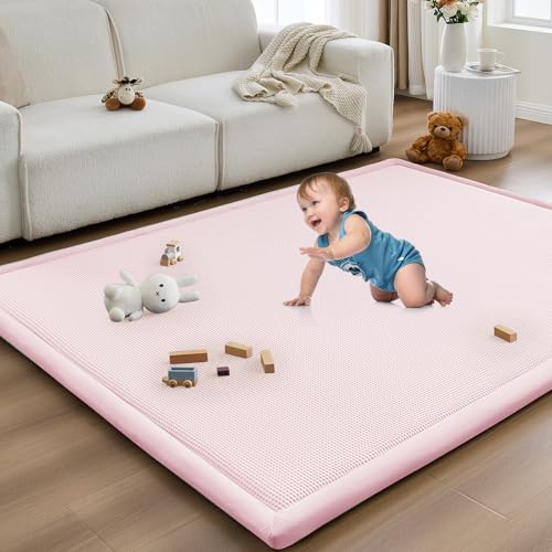 Baby Play Mat for Floor Nursery Rug Muscle Area Playroom Rug Elastic Foam 50x50" Playpenmat Elastic Foam 1.3" Thick Crawling Mat for Babies