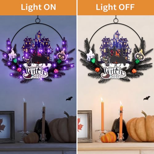 Lighted Halloween Wreaths for Front Door