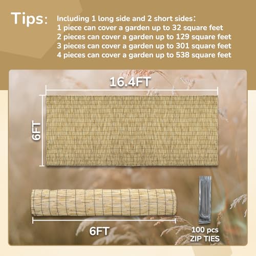 Natural 6FT X16.4FT Reed Fencing Roll Bamboo Privacy Fence Screen