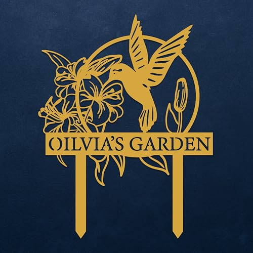 Custom Hummingbird Metal Garden Sign with Stakes