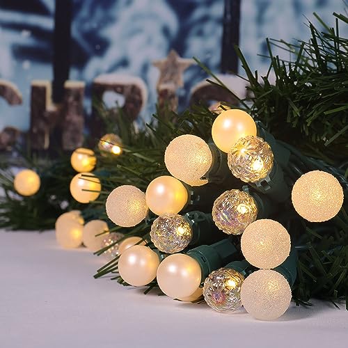 Christmas Lights Warm White 70 LED G15 Glass Blubs Globe String Light Plug in ETL Certified Outdoor Indoor String Light for Holiday Party Christmas Tree Patio Party Garden Yard Gazebo Wedding Decor (70 Count)