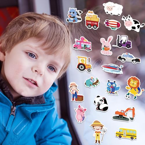 Window Clings Stickers for Kids Window Gel Clings Decals Thick Gel Clings Toddlers and Adults Classroom Home Nursery Airplane Birthday Party Supplies