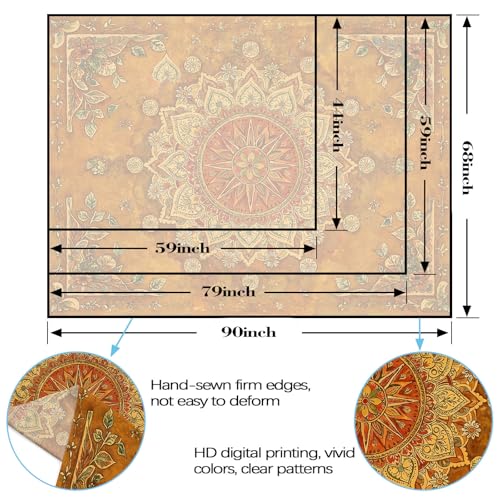 Floral Mandala Tapestry Boho Tapestry for Bedroom Brown Tapestries Wall Hanging Living Room Wall Art and Home Decor 70x90
