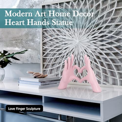 Pink Heart Hands Sculpture Decor