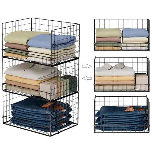 3 Tier Stackable Closet Organizers and Storage Shelves (3 Count)