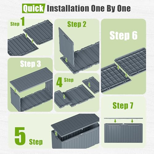 Resin Deck Box 100 Gallon Large Outdoor Storage Box Waterproof