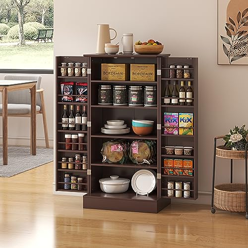 47" Freestanding Kitchen Pantry Cabinet with Adjustable Shelves