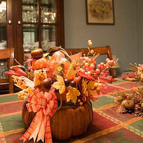 6 Pcs Large Thanksgiving Buffalo Plaid Wreath Bows