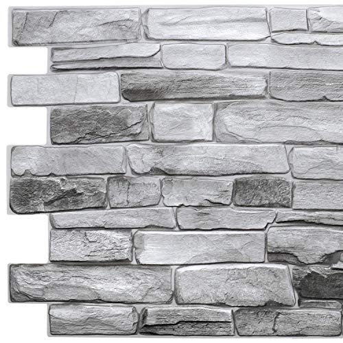 GRAZPG7117 Grey Faux Stone PVC 3D Wall Panel (5.3 Sq Ft)