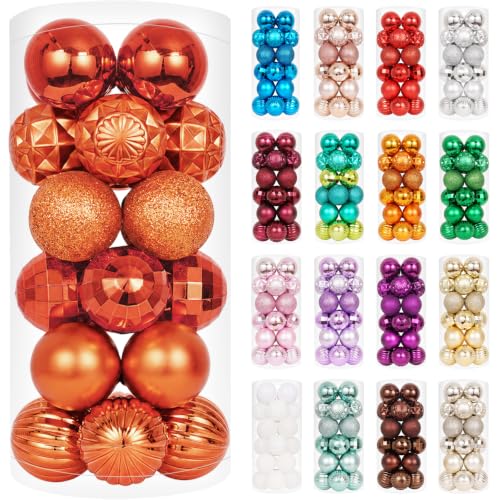 24ct Orange Christmas Ball Ornaments for Tree Decorations (24 Count)