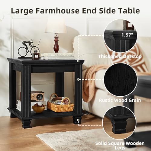 Farmhouse End Tables Set of 2 for Living Room (2 Count)