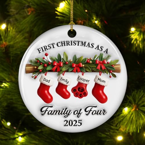 First Christmas Family Ceramic Ornament