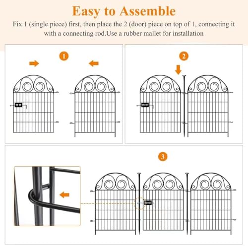 Tall Garden Animal Barrier Fence with Gate (94.5 Sq Ft)