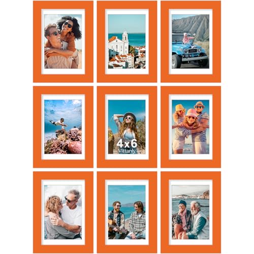 4x6 Picture Frames Set of 9 for Wall or Tabletop Display (9 Count)