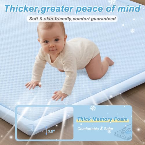 Baby Play Mat for Floor Nursery Rug Muscle Area Playroom Rug Elastic Foam 50x50 Playpenmat Elastic Foam 1.3" Thick Crawling Mat for Babies