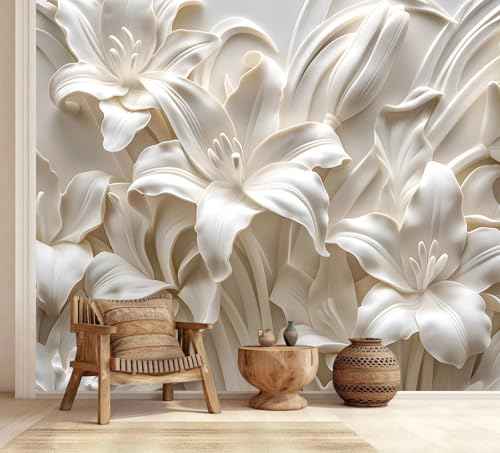 3D Beige Flower Peel and Stick Wallpaper Walls Mural for Bedroom