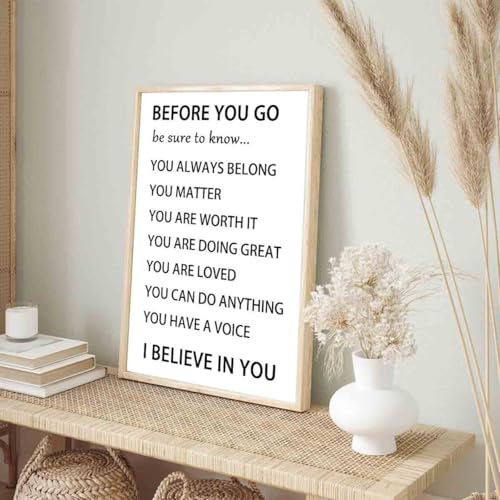 Before You Go Wall Art Positive Affirmations Canvas Wall Art Motivational Picture Inspirational Print Therapy Posters Modern Motivational Living Room Decor 16x24inch No Frame
